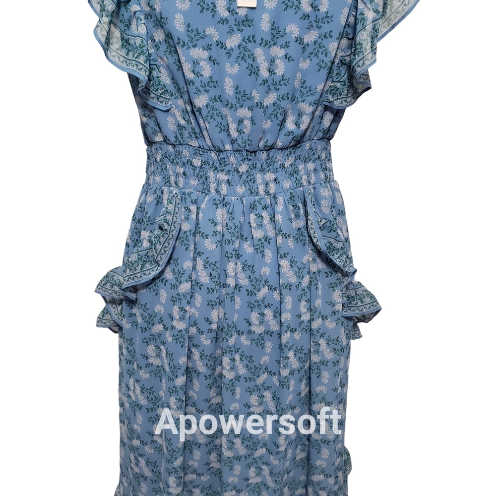 Max Studio Blue Floral Summer Maxi Hi-Low Dress - Picture 6 of 11